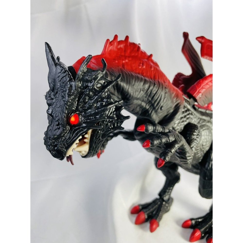 Dragon Large Toy 18 Inch Walking Roaring Moving Dragon-Lighted Red Eyes Black - Picture 10 of 12